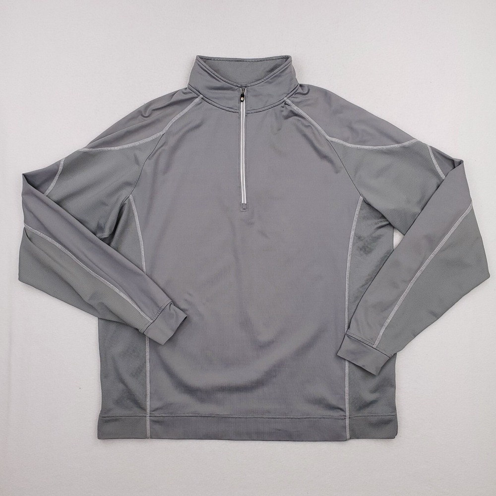 FJ Quarter Zip Pullover Mens Large Gray Footjoy Performance Golf Mock